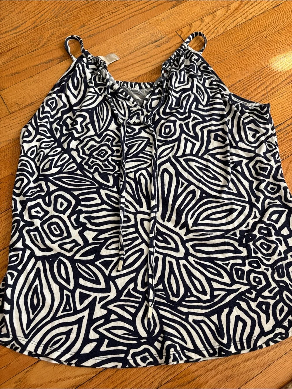 Michael Kors Navy and White Patterned Camisole